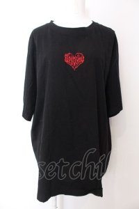 BACKSTAGE PASS / SPIDER WEBラインストーン ビッグシルエット Tシャツ F ブラック×レッド O-25-04-04-042-PU-TO-OW-OS