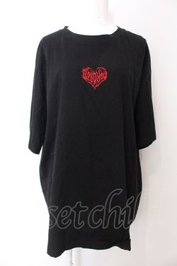 画像1: BACKSTAGE PASS / SPIDER WEBラインストーン ビッグシルエット Tシャツ F ブラック×レッド O-25-04-04-042-PU-TO-OW-OS