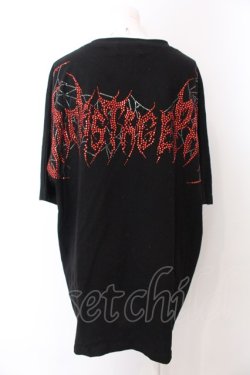 画像3: BACKSTAGE PASS / SPIDER WEBラインストーン ビッグシルエット Tシャツ F ブラック×レッド O-25-04-04-042-PU-TO-OW-OS