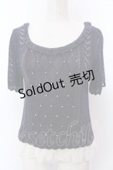 axes femme / プチバラ使い透かし編みニット M ネイビー O-25-04-04-047-AX-TO-OW-OS