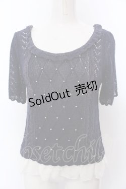 画像1: axes femme / プチバラ使い透かし編みニット M ネイビー O-25-04-04-047-AX-TO-OW-OS