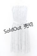 axes femme / レース切替花柄ワンピース M サックス O-25-04-04-056-AX-OP-OW-OS