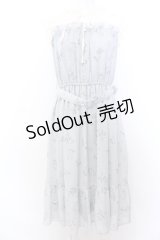 axes femme / レース切替花柄ワンピース M サックス O-25-04-04-056-AX-OP-OW-OS