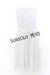 axes femme / レース切替花柄ワンピース M サックス O-25-04-04-056-AX-OP-OW-OS