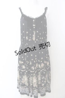 画像1: axes femme / レースパネルブーケ花柄ワンピース M クロ O-25-04-04-057-AX-OP-OW-OS