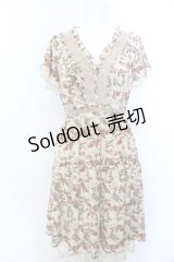 axes femme / ローズリーフ柄ティアードワンピース M キナリ O-25-04-04-059-AX-OP-OW-OS