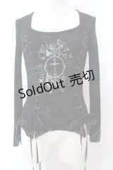 h.naoto Blood / クロスptレースアップカットソー  ブラック O-25-04-04-063-HN-TO-OW-OS