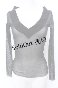 Jean Paul GAULTIER　FEMME / パワーネットVネックトップス 40 ブラック O-25-04-04-066-GO-TO-OW-OS