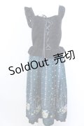 axes femme / ガーベラ＆オータムローズワンピース F グリーン×クロ O-25-04-04-069-AX-OP-OW-OS