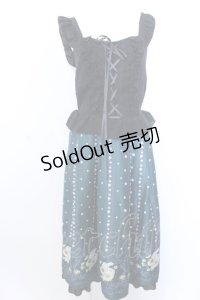 axes femme / ガーベラ＆オータムローズワンピース F グリーン×クロ O-25-04-04-069-AX-OP-OW-OS