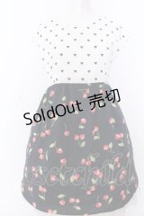 MILK / ハートチェリーハーフワンピース  ブラック×オフ O-25-04-04-086-ML-OP-OW-OS