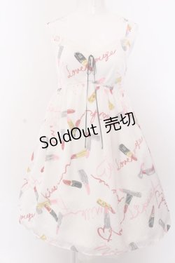 画像1: MILK / ラブ・ルージュスリップドレス  ホワイトベース O-25-04-04-094-ML-OP-OW-OS