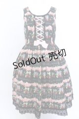 LIEF / Cherry blossomジャンパースカート L〜XL クロ O-25-04-04-101-LO-OP-OW-OS