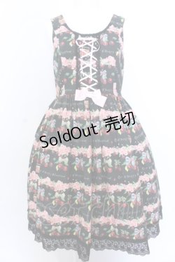画像1: LIEF / Cherry blossomジャンパースカート L〜XL クロ O-25-04-04-101-LO-OP-OW-OS