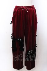 画像1: 【SALE】Jamie エーエヌケー / リボンベロアパンツ M ワイン O-25-04-04-002-LO-PA-OW-ZT092 (1)