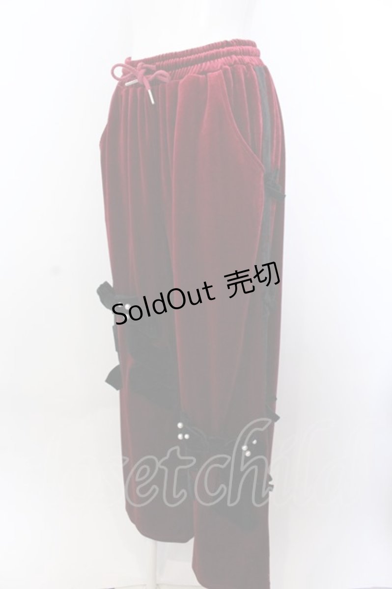 画像2: 【SALE】Jamie エーエヌケー / リボンベロアパンツ M ワイン O-25-04-04-002-LO-PA-OW-ZT092 (2)