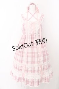 BABY,THE STARS SHINE BRIGHT / オリジナルタータンチェックベビードールジャンパースカートセット  ピンク O-25-04-04-027-BA-OP-OW-OS