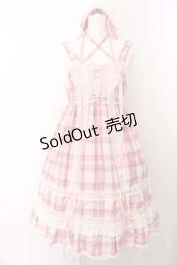画像1: BABY,THE STARS SHINE BRIGHT / オリジナルタータンチェックベビードールジャンパースカートセット  ピンク O-25-04-04-027-BA-OP-OW-OS