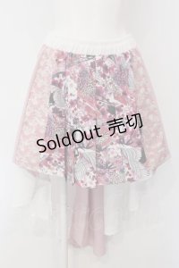 Qutie Frash / 和柄プリーツスカート  ピンク O-25-04-05-029-QU-SK-OW-OS
