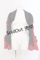 MARBLE / 編み上げボリュームフリルショートジャケット  ブラック×レッド O-25-04-05-037-GO-JA-OW-OS