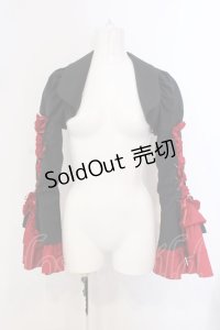 MARBLE / 編み上げボリュームフリルショートジャケット  ブラック×レッド O-25-04-05-037-GO-JA-OW-OS