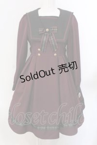 Amavel / Message Ribbon スクエアセーラーワンピース F ワイン O-25-04-05-049-CA-OP-OW-OS