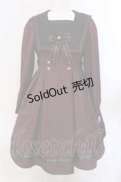 画像1: Amavel / Message Ribbon スクエアセーラーワンピース F ワイン O-25-04-05-049-CA-OP-OW-OS