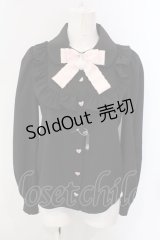 Ank Rouge / ハートボタンヨークフリルブラウス M クロ O-25-04-05-057-CA-BL-OW-OS