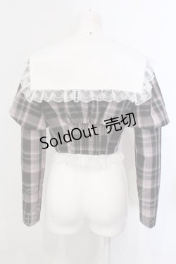 画像4: Ank Rouge / チェックプリンセススリーブトップス  ピンク×シロ×ブラウン O-25-04-05-059-CA-TO-IG-OS