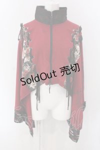 Qutie Frash / 和柄切り替えショートZIPポンチョ  レッド O-25-04-05-007-QU-TO-OW-OS