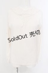 axes femme / 胸元メローフリルレースカットソー長袖 M オフシロ O-25-04-05-063-AX-TO-IG-OS