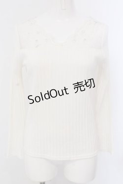 画像1: axes femme / 繊細レース長袖インナー M オフシロ O-25-04-05-064-AX-TO-IG-OS
