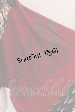 画像2: Qutie Frash / 和柄切り替えショートZIPポンチョ  レッド O-25-04-05-007-QU-TO-OW-OS