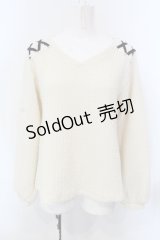 axes femme / 肩ファーレースアッププルオーバー M オフシロ O-25-04-05-065-AX-TO-IG-OS