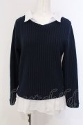 axes femme / シャツレイヤード風プルオーバー  ネイビー O-25-04-05-067-AX-TO-IG-OS