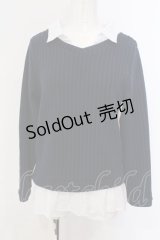 axes femme / シャツレイヤード風プルオーバー  ネイビー O-25-04-05-067-AX-TO-IG-OS