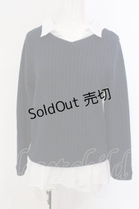 axes femme / シャツレイヤード風プルオーバー  ネイビー O-25-04-05-067-AX-TO-IG-OS