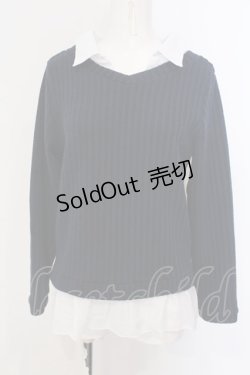 画像1: axes femme / シャツレイヤード風プルオーバー  ネイビー O-25-04-05-067-AX-TO-IG-OS
