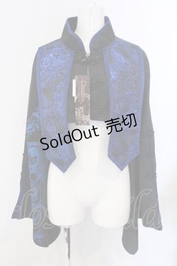 画像1: Qutie Frash / チャイナショートカーデ  ブルー×ブラック O-25-04-05-068-QU-JA-IG-OS