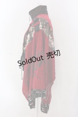 画像3: Qutie Frash / 和柄切り替えショートZIPポンチョ  レッド O-25-04-05-007-QU-TO-OW-OS