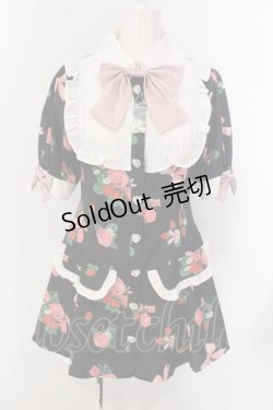画像1: Ank Rouge / ストロベリーローズプリントセットアップ M クロ O-25-04-05-073-CA-OP-OW-OS
