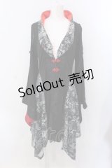 Qutie Frash / アシメ着物カーデ  ブラック×グリーン O-25-04-05-008-QU-TO-OW-OS