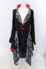 画像1: Qutie Frash / アシメ着物カーデ  ブラック×グリーン O-25-04-05-008-QU-TO-OW-OS (1)