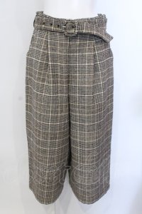 axes femme / チェック柄ワイドパンツ M ブラウン O-25-04-05-077-AX-PA-IG-ZT013