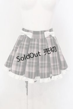 画像1: Ank Rouge / チェックリボンスカパン  ピンク×ブラウン×シロ O-25-04-05-078-CA-SK-IG-OS
