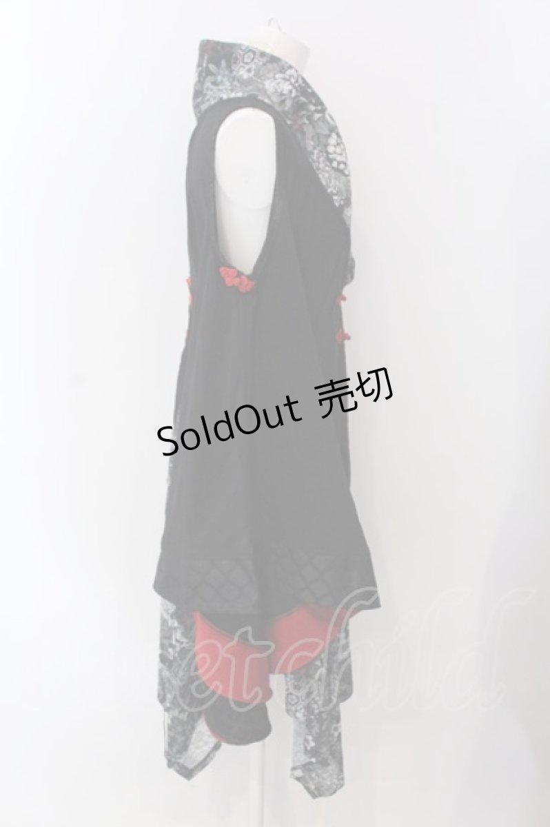 画像3: Qutie Frash / アシメ着物カーデ  ブラック×グリーン O-25-04-05-008-QU-TO-OW-OS (3)