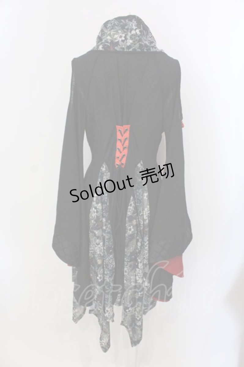 画像4: Qutie Frash / アシメ着物カーデ  ブラック×グリーン O-25-04-05-008-QU-TO-OW-OS (4)