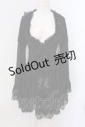 Qutie Frash / 蜘蛛の巣レース姫袖ロングカーディガン  ブラック O-25-04-05-011-QU-TO-OW-OS