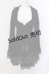 Qutie Frash / 蜘蛛の巣レース姫袖ロングカーディガン  ブラック O-25-04-05-011-QU-TO-OW-OS