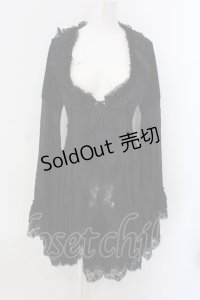 Qutie Frash / 蜘蛛の巣レース姫袖ロングカーディガン  ブラック O-25-04-05-011-QU-TO-OW-OS